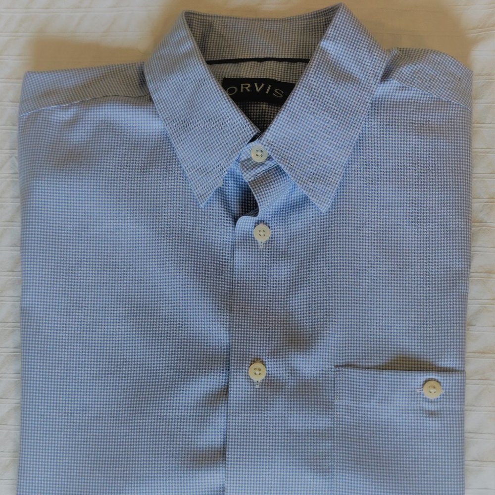 Men's L Orvis Wrinkle Free Dress Shirt Cotton NWOT